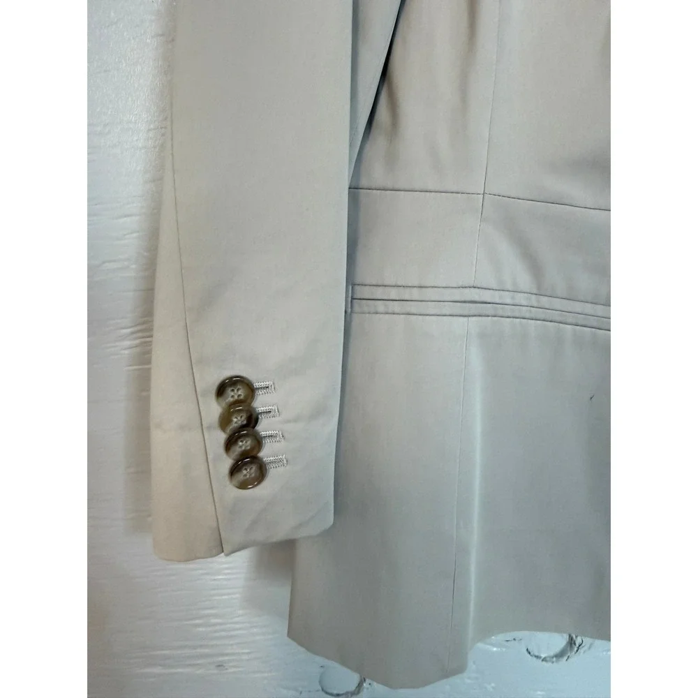 Ann Taylor Tan Shawl Lapel Single Button Cotton Blend Blazer Jacket Size 10